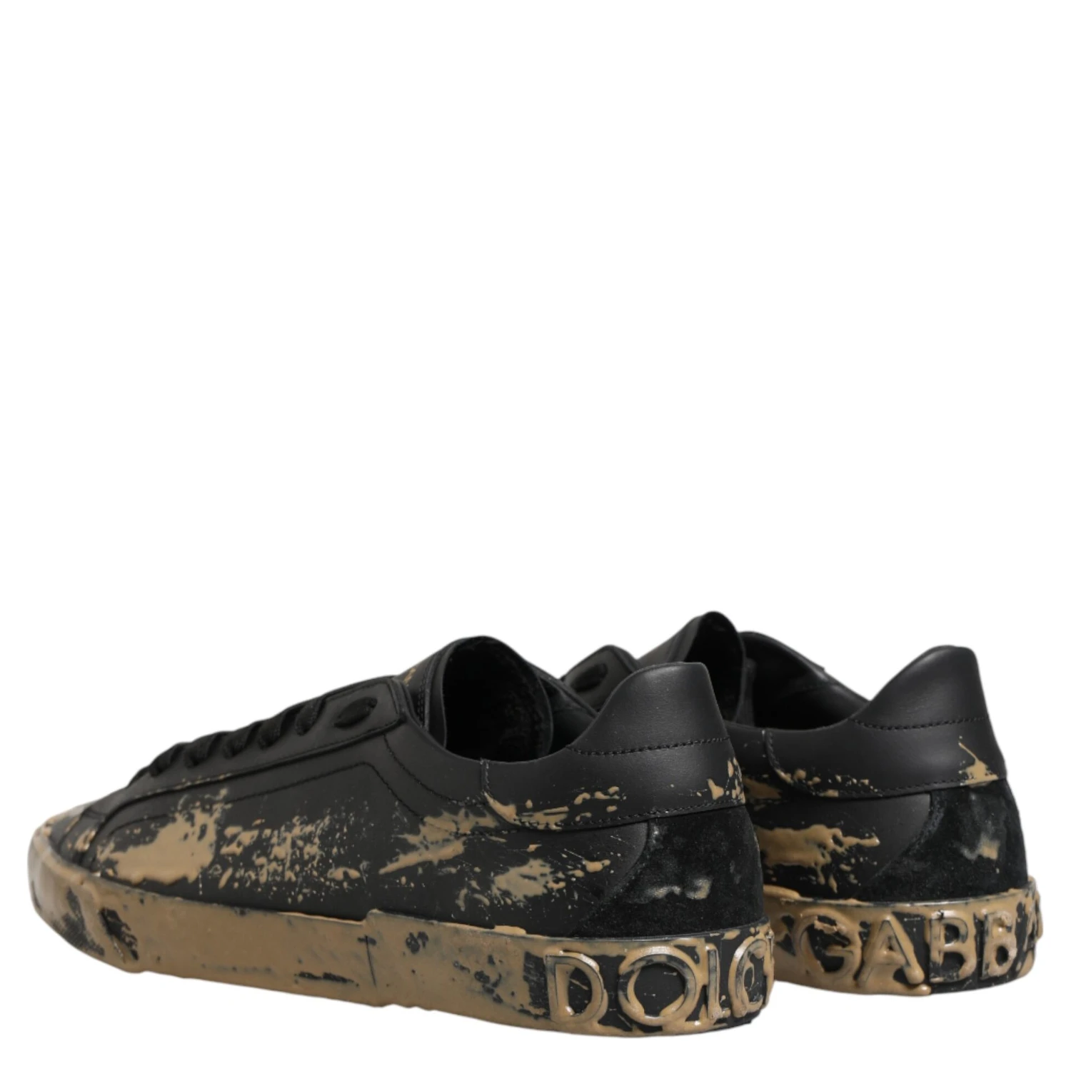 Black Portofino Mud Effect Low Top Sneakers Shoes