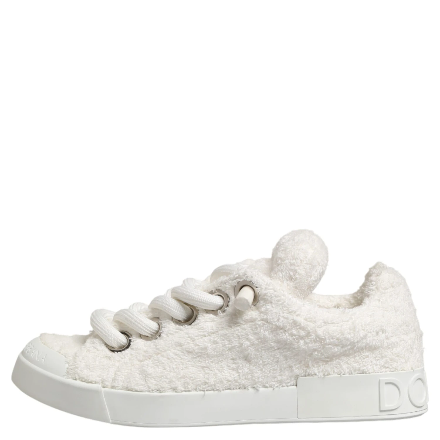White Faux Shearling Low Top Sneakers Shoes
