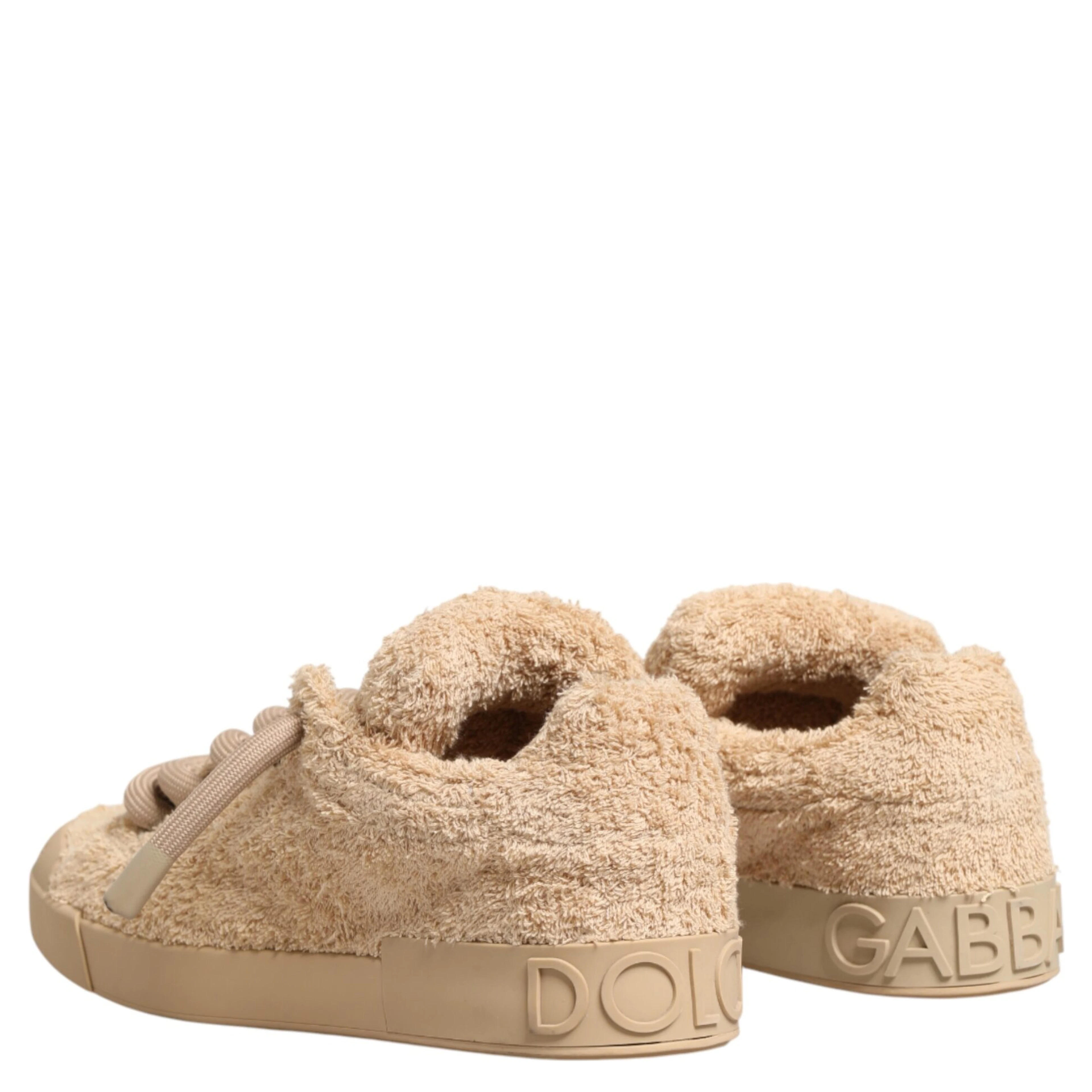 Shoes Beige Faux Shearling Low Top Sneakers