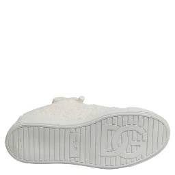 White Faux Shearling Low Top Sneakers  Shoes