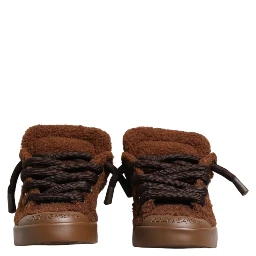 Brown Faux Shearling Low Top Sneakers Shoes