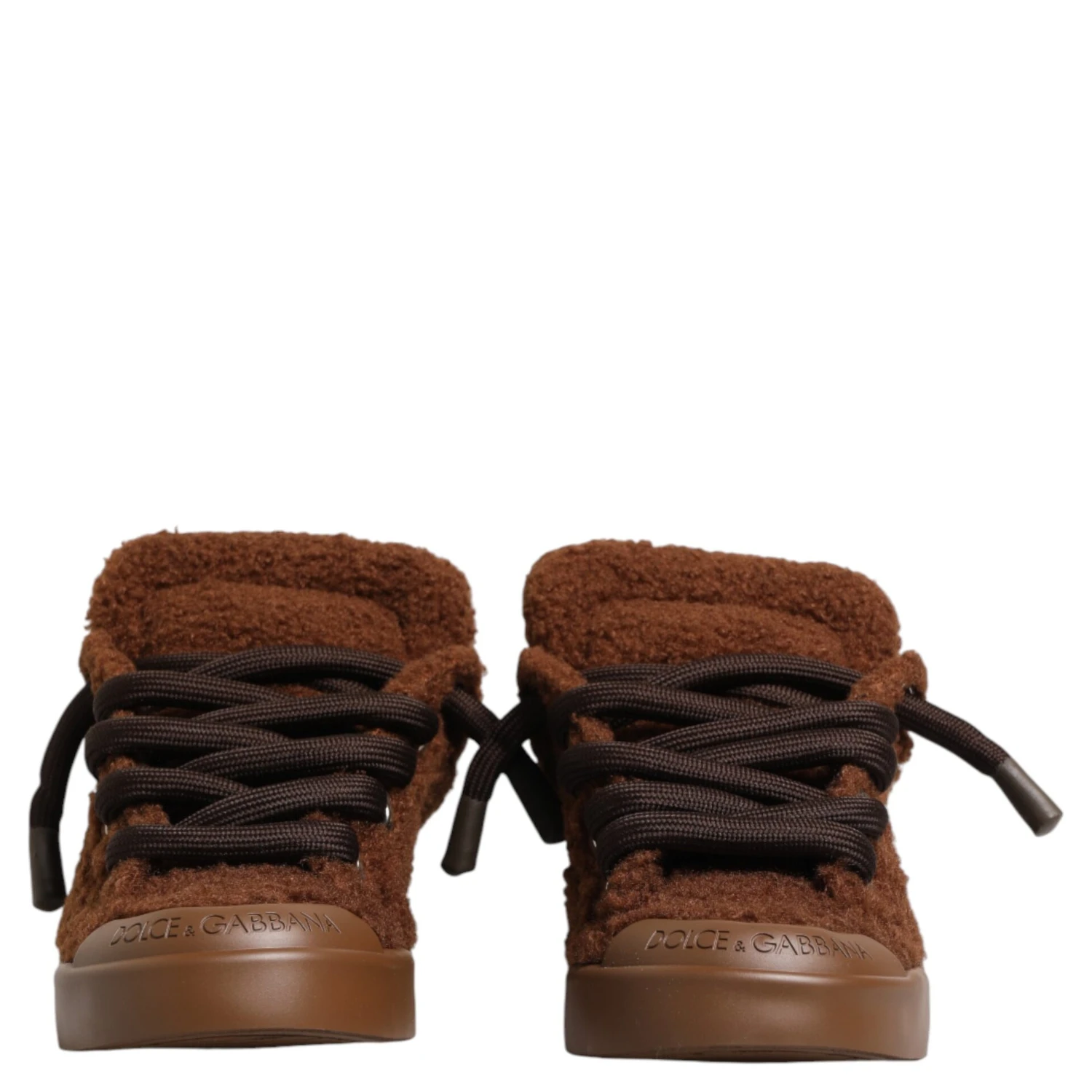 Brown Faux Shearling Low Top Sneakers Shoes