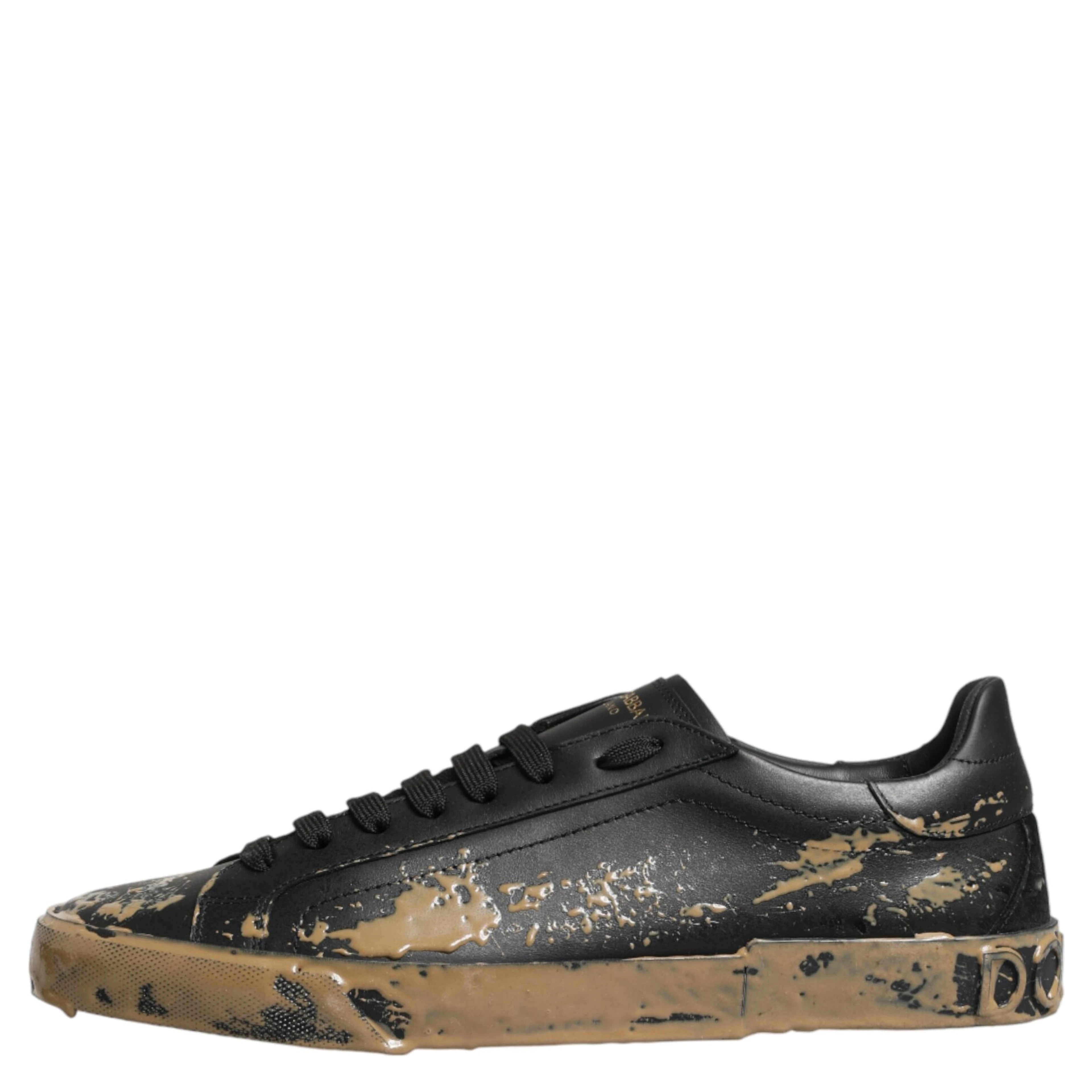 Black Portofino Mud Effect Low Top Sneakers Shoes