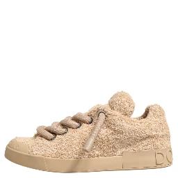 Shoes Beige Faux Shearling Low Top Sneakers