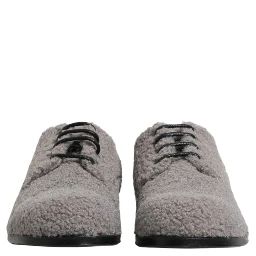Gray Fleece Lace Up Men Derby Dress Shoes