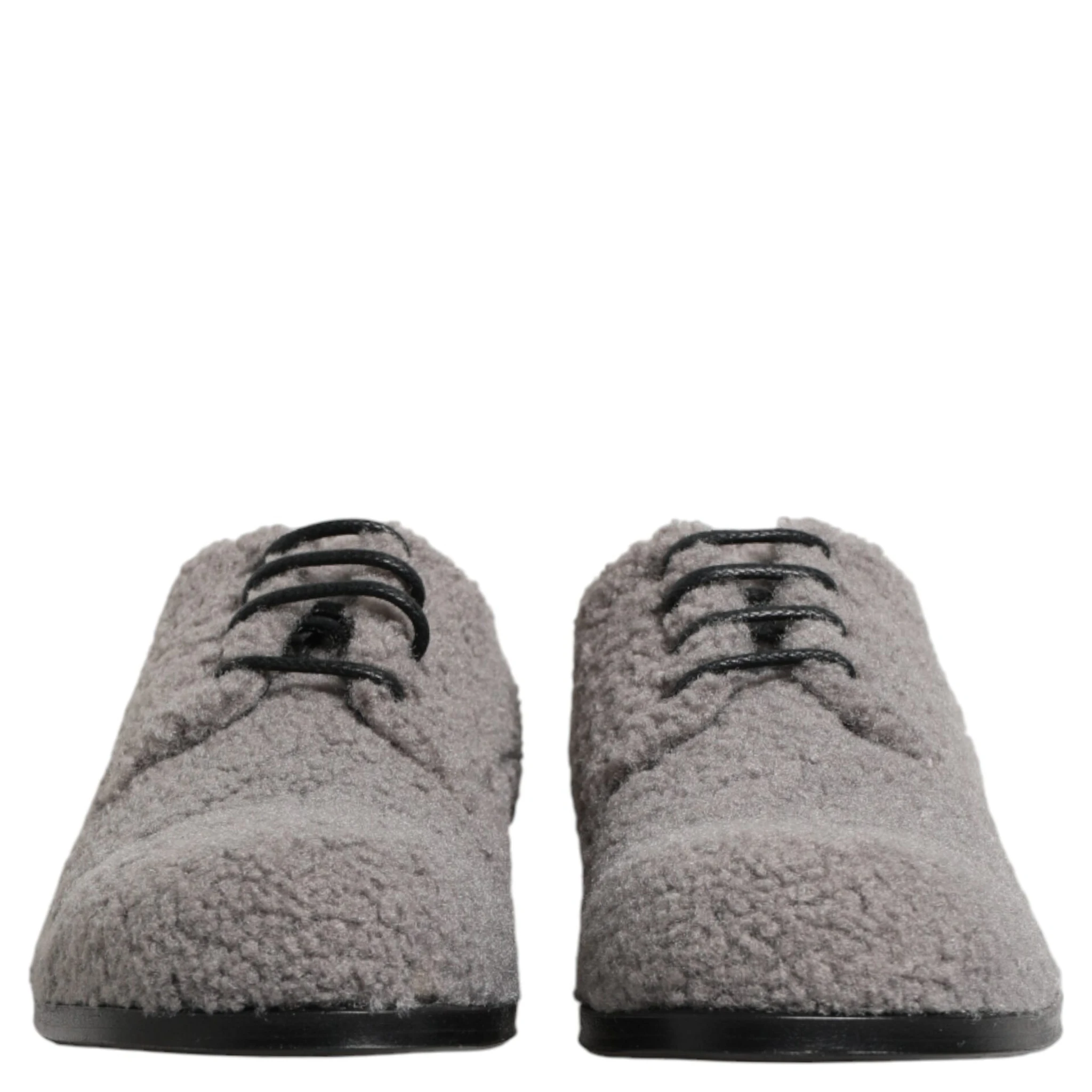 Gray Fleece Lace Up Men Derby Dress Shoes