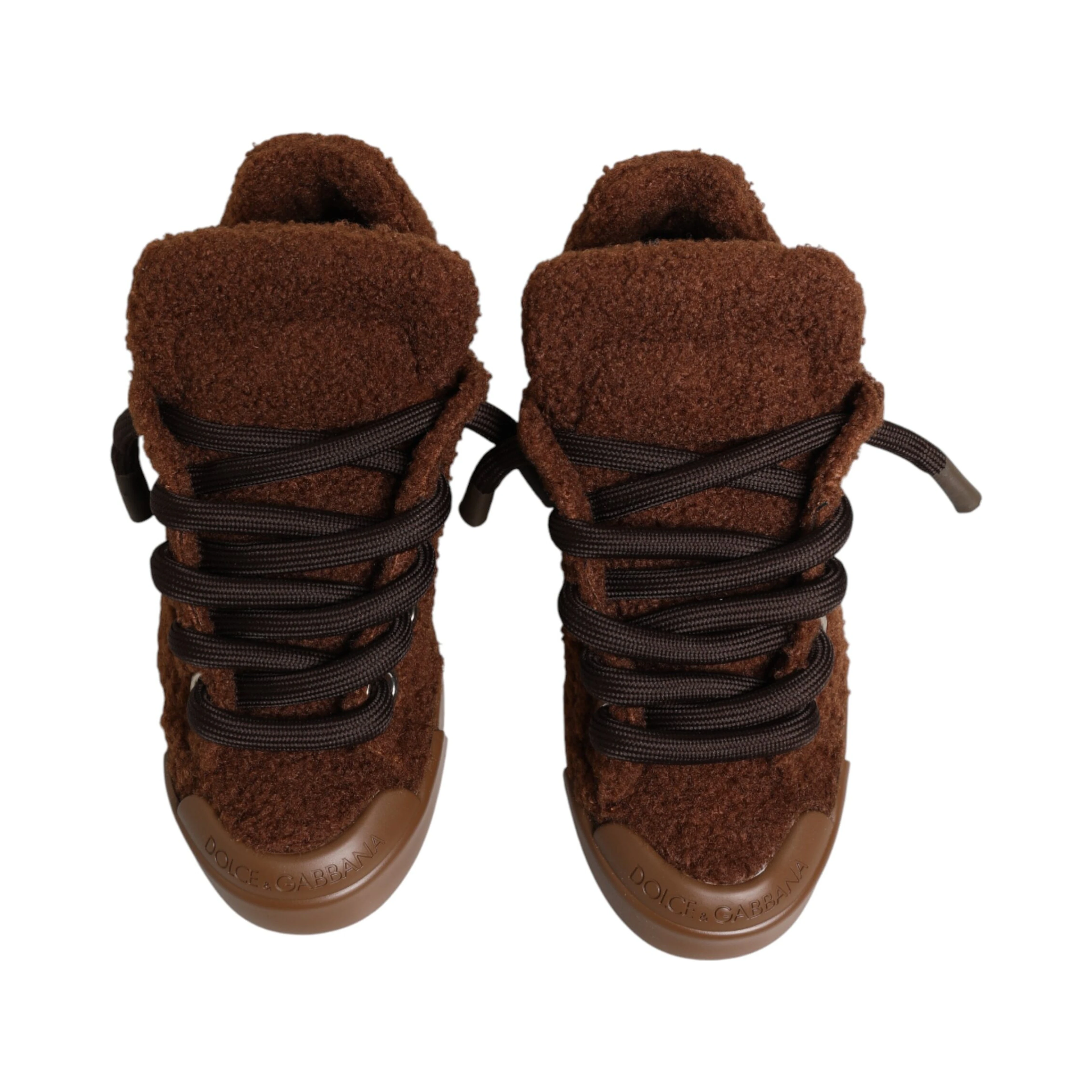 Brown Faux Shearling Low Top Sneakers Shoes