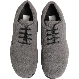 Gray Fleece Lace Up Men Derby Dress Shoes
