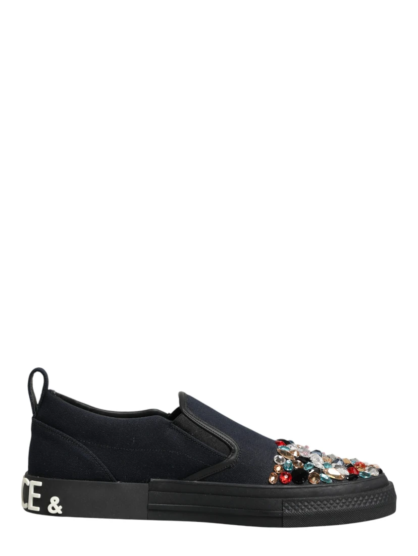Blue Canvas Embellished Slip On Men Sneakers Shoes