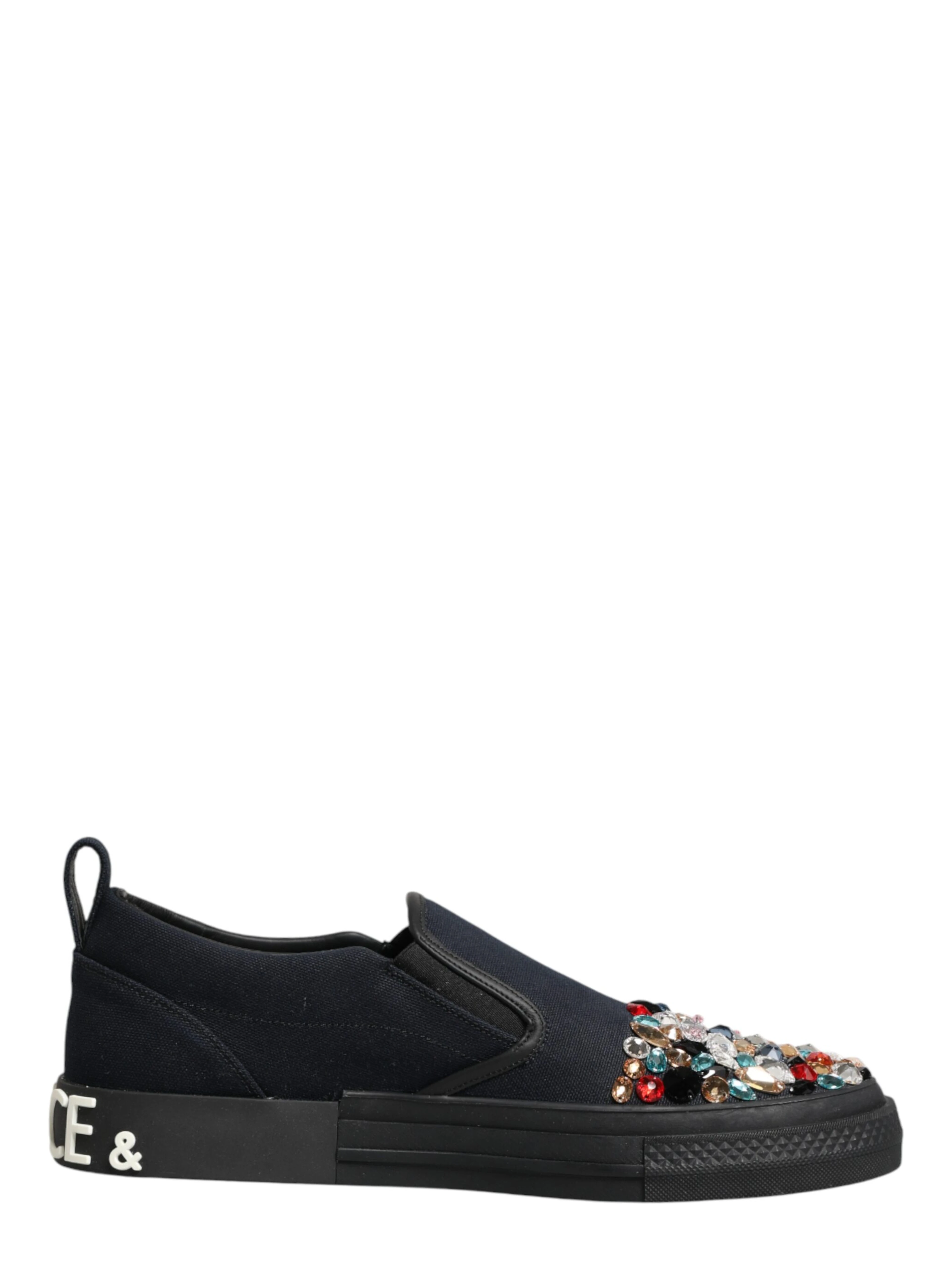Blue Canvas Embellished Slip On Men Sneakers Shoes