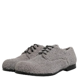 Gray Fleece Lace Up Men Derby Dress Shoes