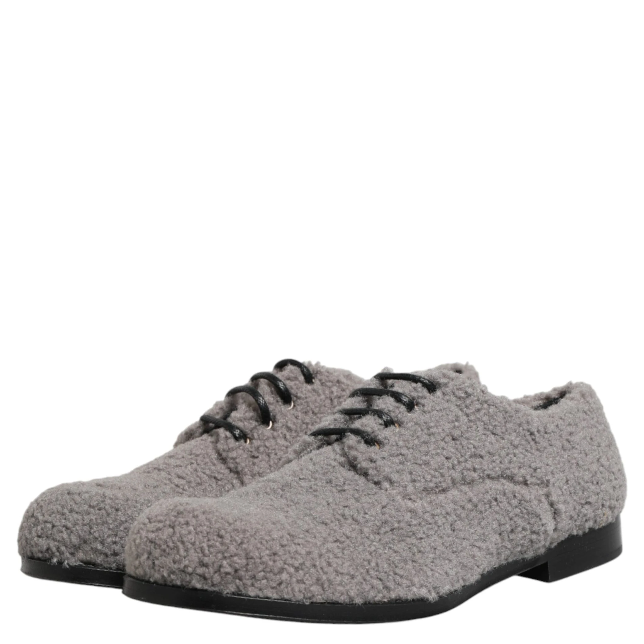 Gray Fleece Lace Up Men Derby Dress Shoes