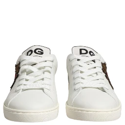 White Leather Sacred Heart Patch Sneakers Shoes