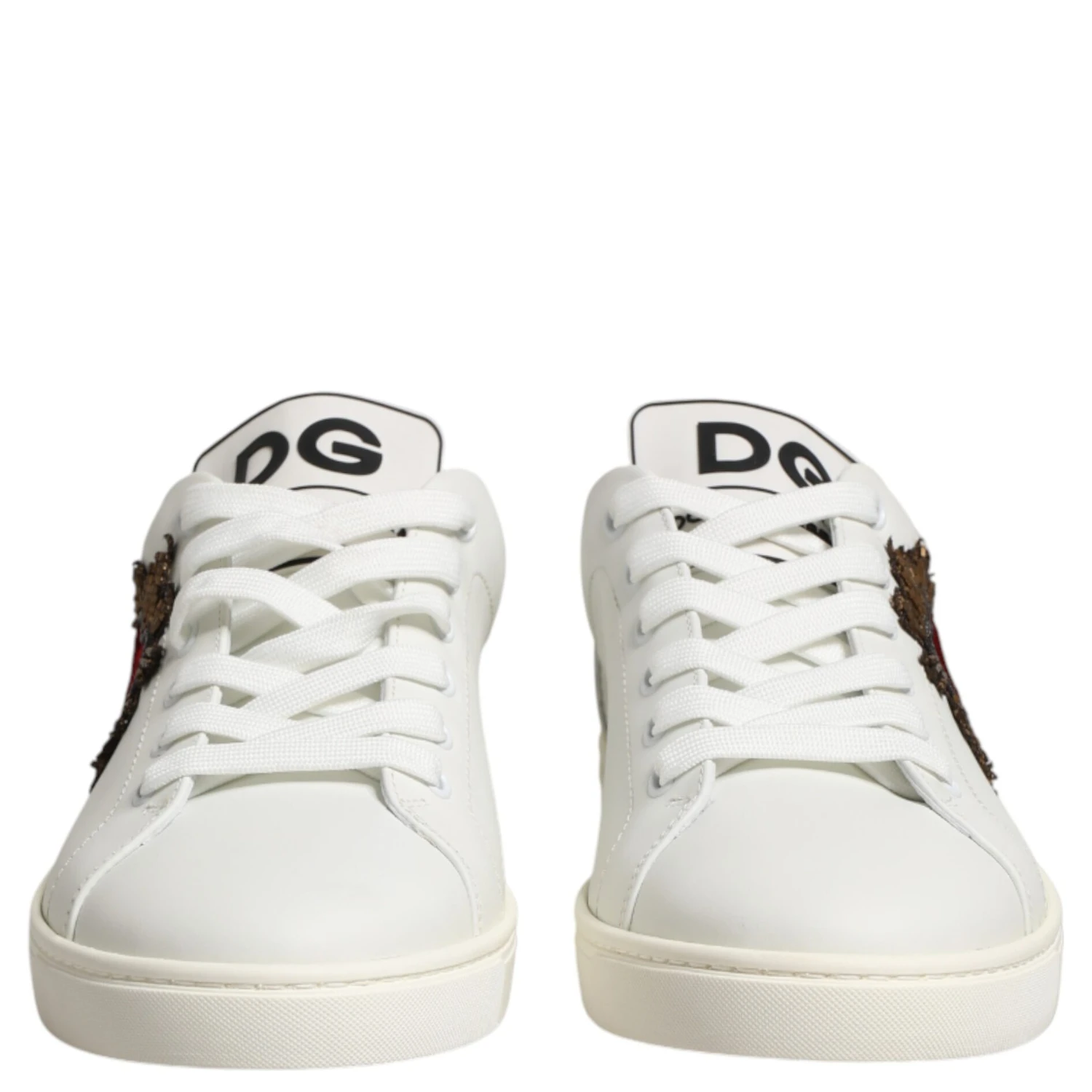 White Leather Sacred Heart Patch Sneakers Shoes