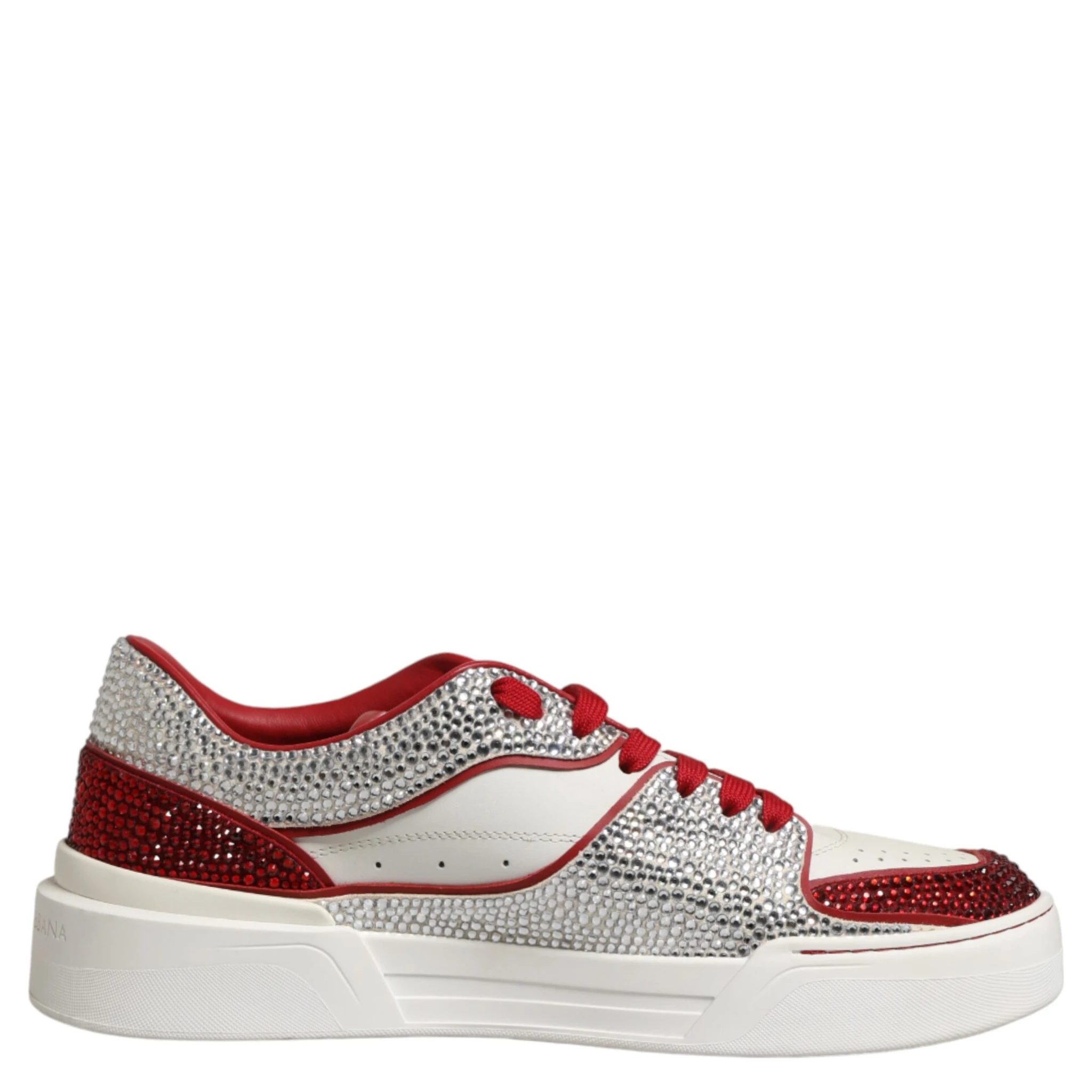 White Red Rhinestone Embellished Men Sneakers Shoes
