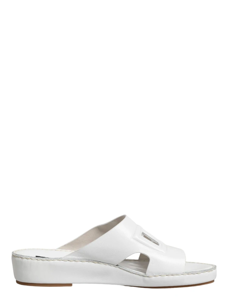 White DG Cutout Slides Slippers Flats Shoes