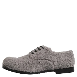 Gray Fleece Lace Up Men Derby Dress Shoes
