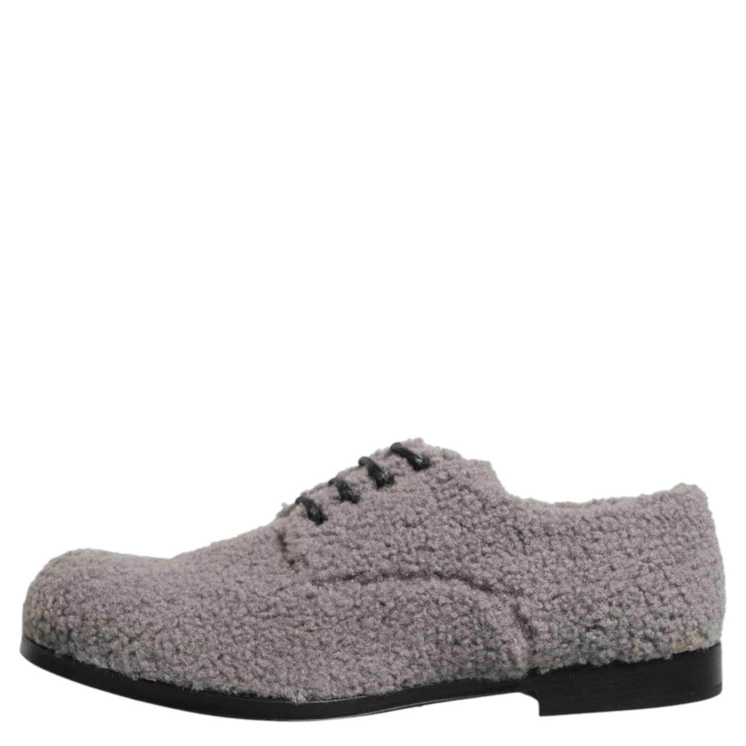 Gray Fleece Lace Up Men Derby Dress Shoes