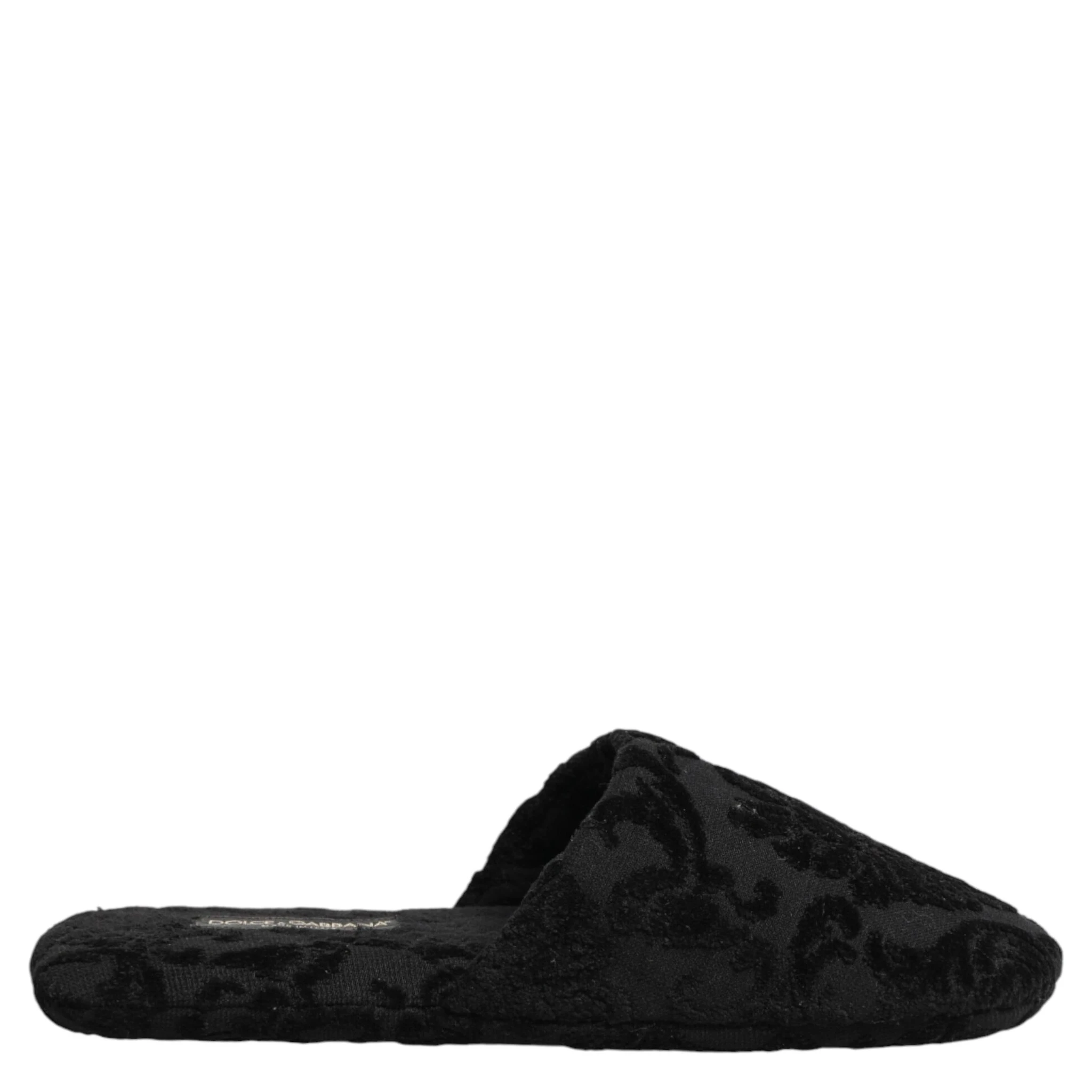Black Logo Embroidered Slippers Flats Shoes