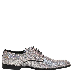 Silver Sequined Lace Up Men Derby Dress Shoes