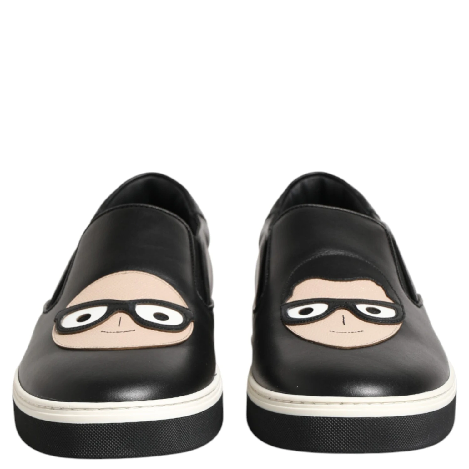 Black Leather Signature Figures Sneakers Shoes