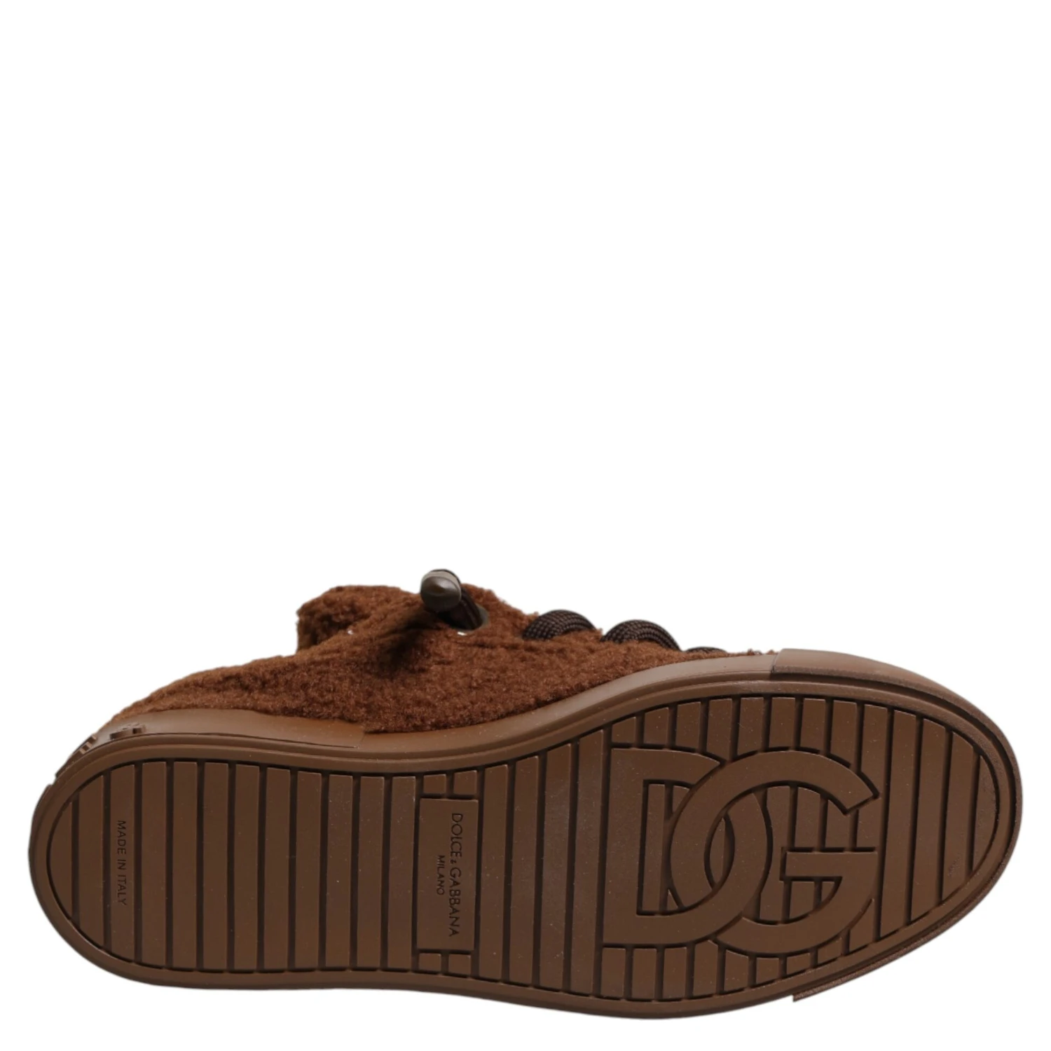 Brown Faux Shearling Low Top Sneakers Shoes