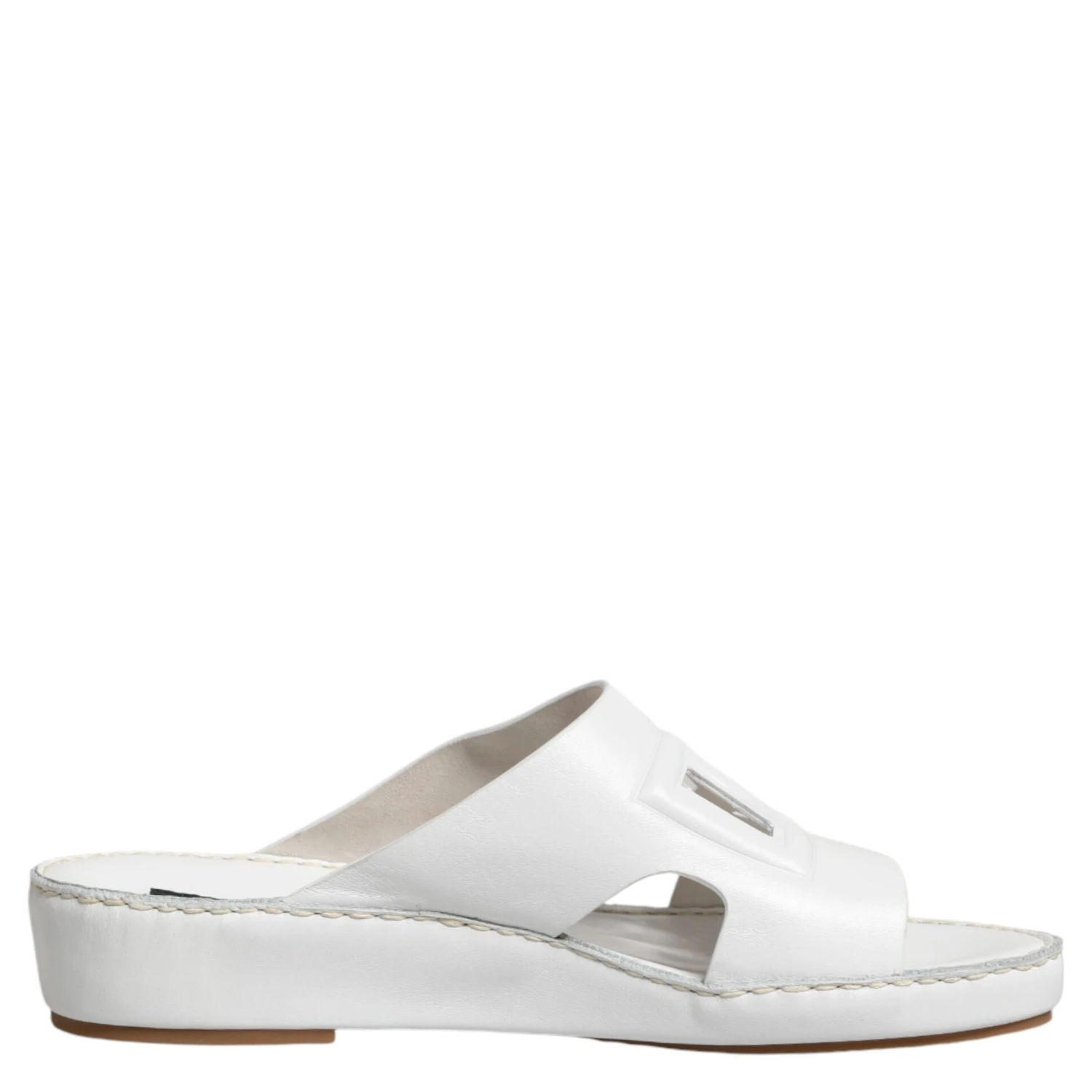 White DG Cutout Slides Slippers Flats Shoes