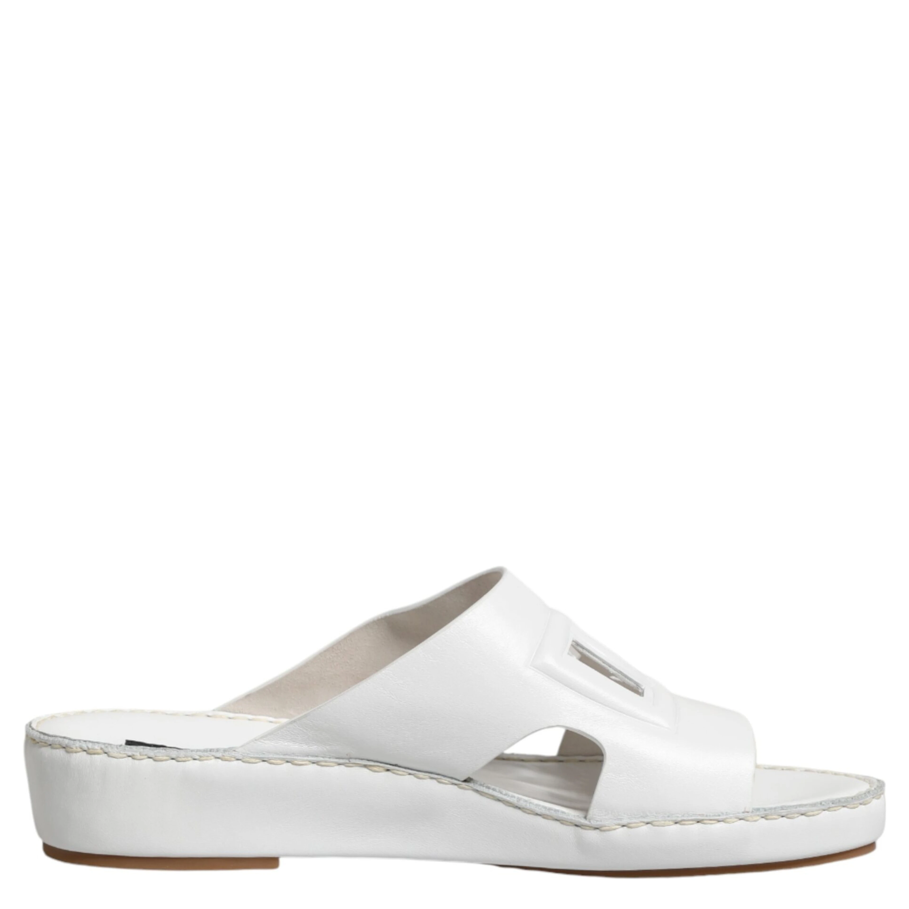 White DG Cutout Slides Slippers Flats Shoes