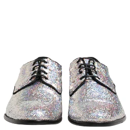 Silver Sequined Lace Up Men Derby Dress Shoes