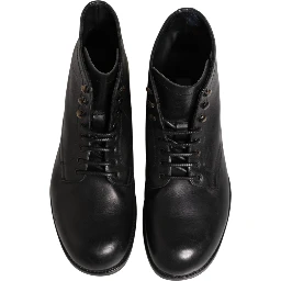 Black Lace Up Short Ankle Boots Men Shoes