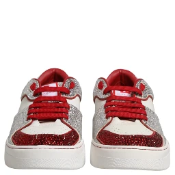 White Red Rhinestone Embellished Men Sneakers Shoes
