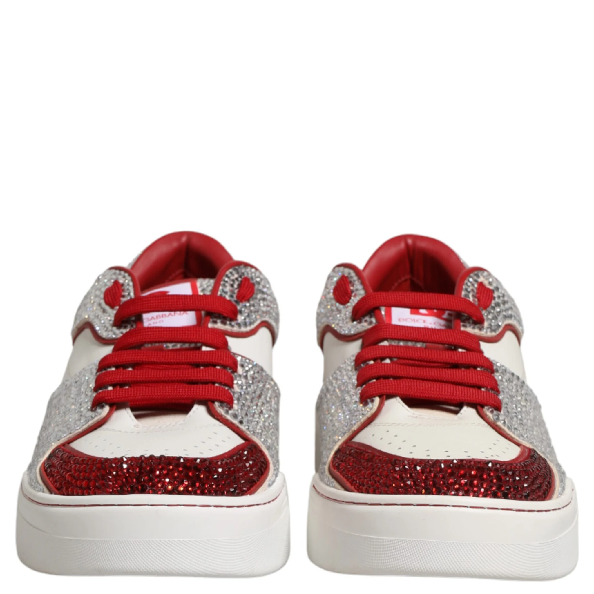 White Red Rhinestone Embellished Men Sneakers Shoes