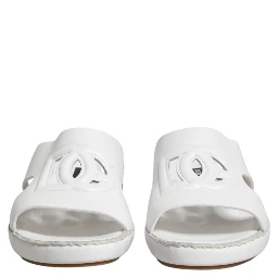 White DG Cutout Slides Slippers Flats Shoes