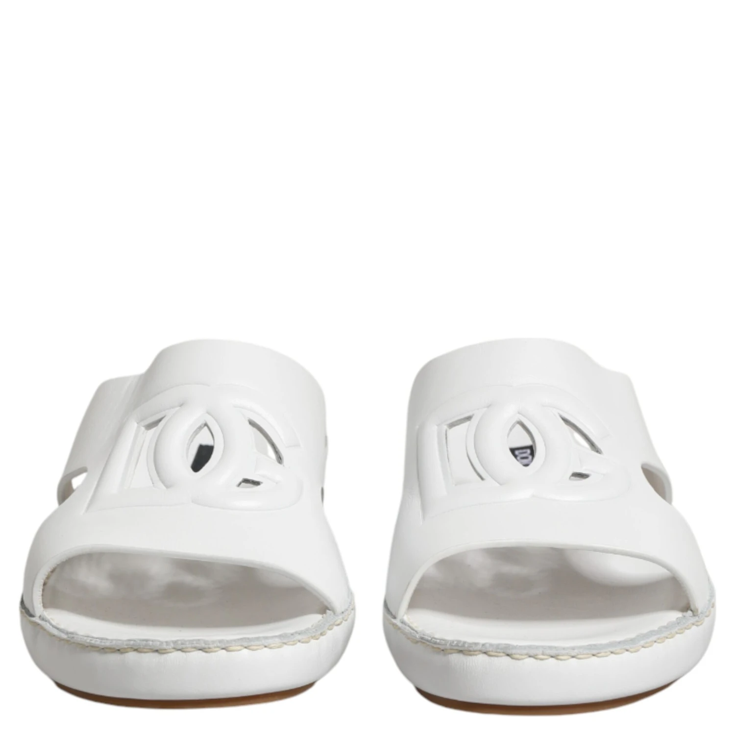 White DG Cutout Slides Slippers Flats Shoes