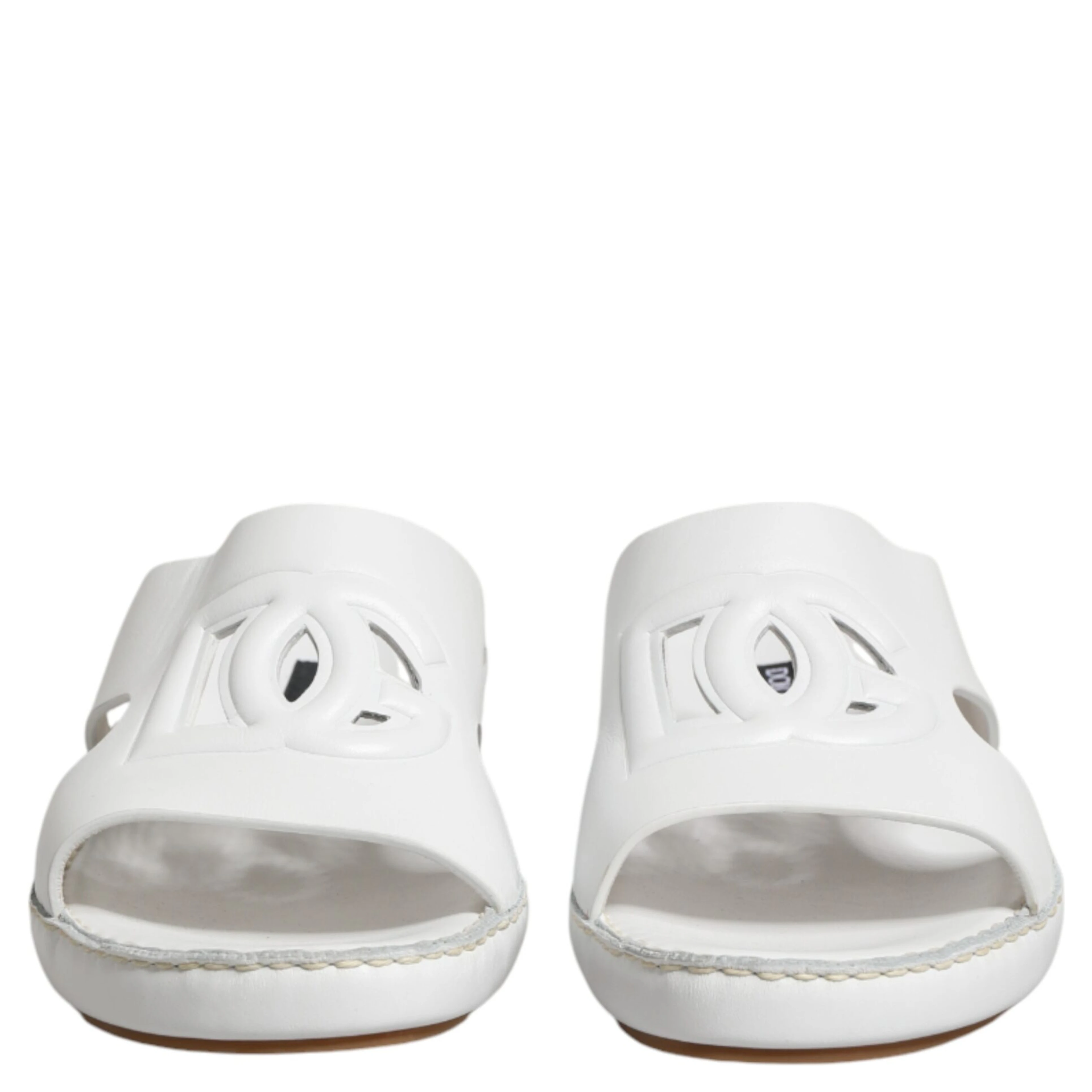 White DG Cutout Slides Slippers Flats Shoes