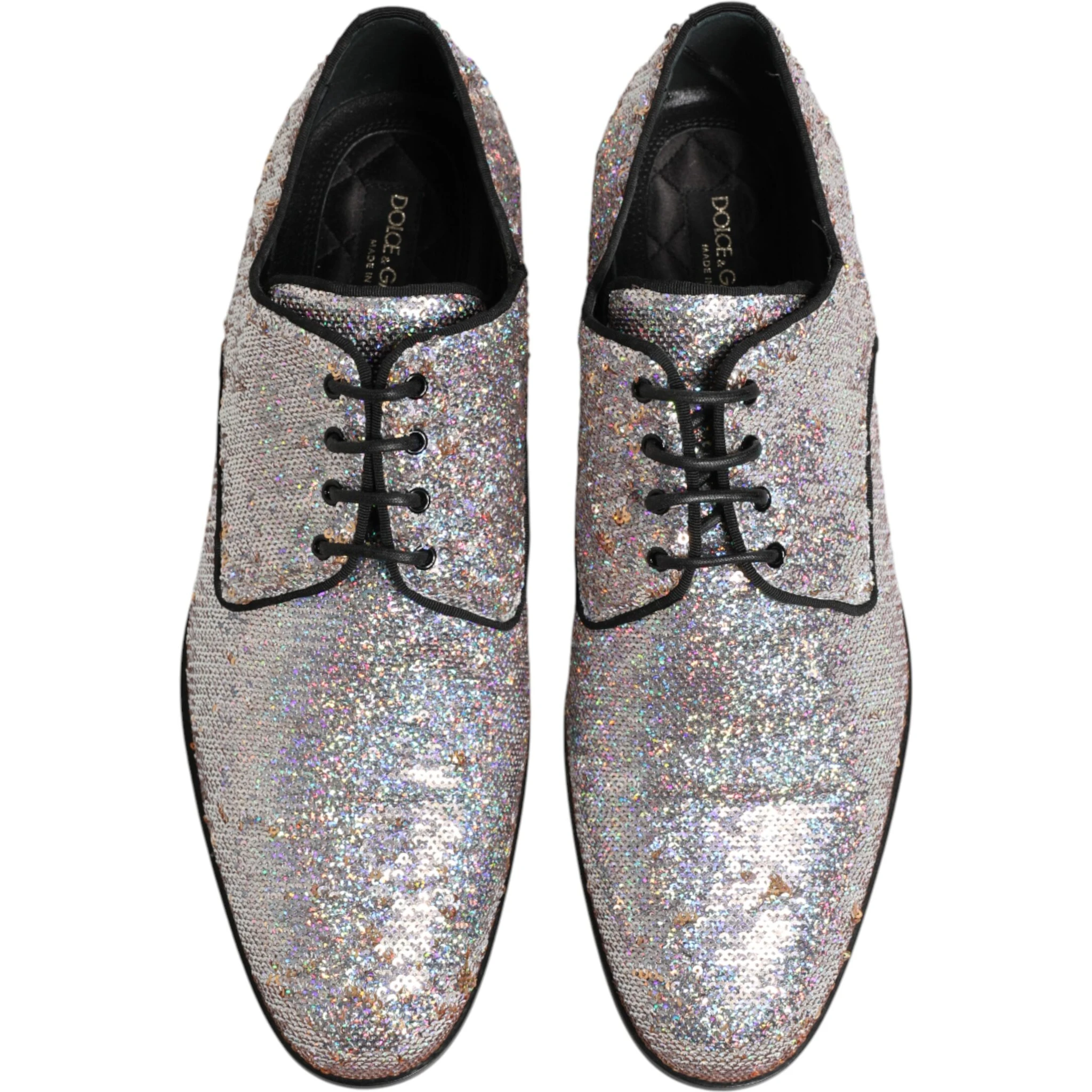 Silver Sequined Lace Up Men Derby Dress Shoes