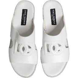 White DG Cutout Slides Slippers Flats Shoes