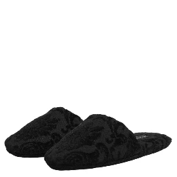 Black Logo Embroidered Slippers Flats Shoes