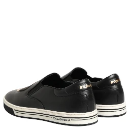 Black Leather Signature Figures Sneakers Shoes