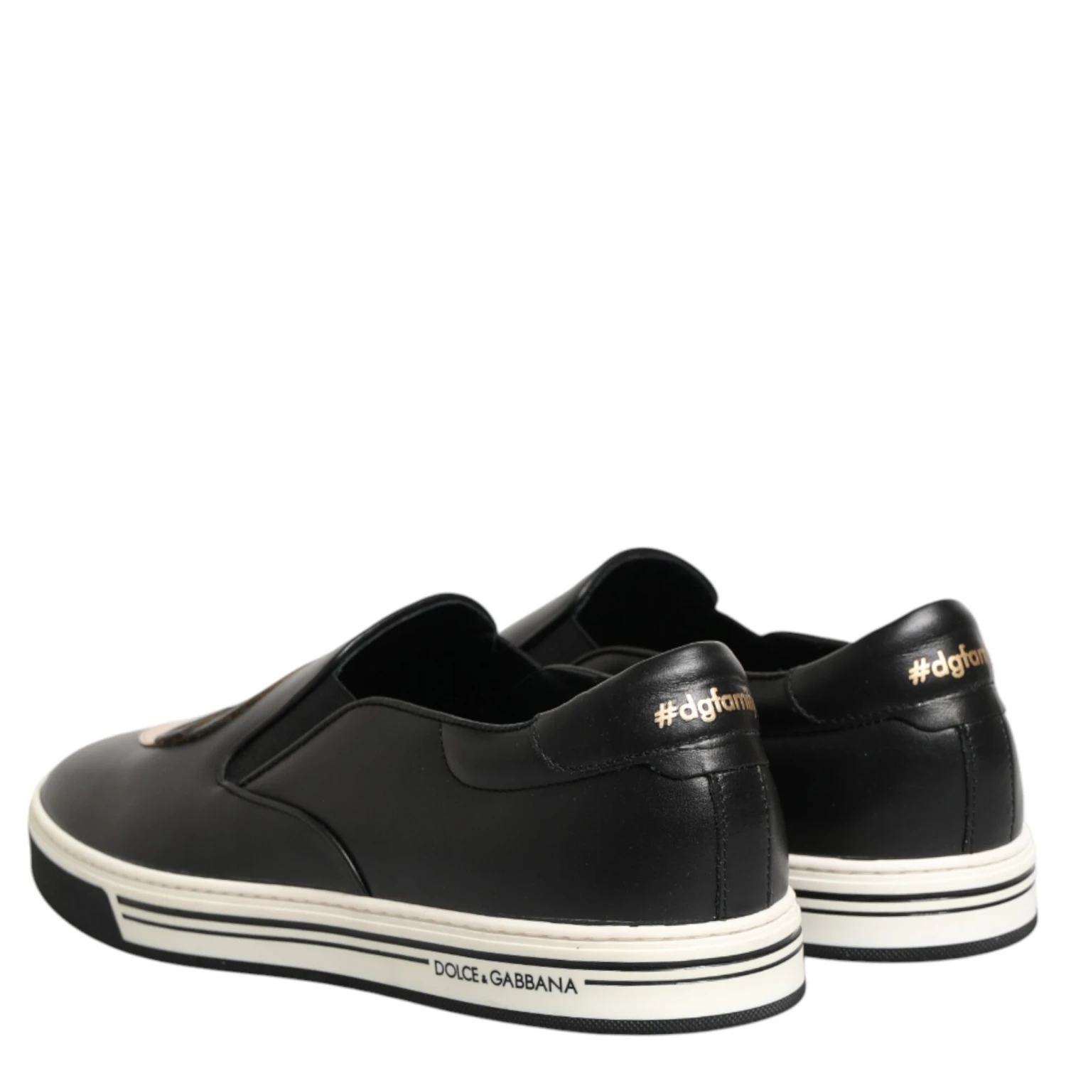 Black Leather Signature Figures Sneakers Shoes