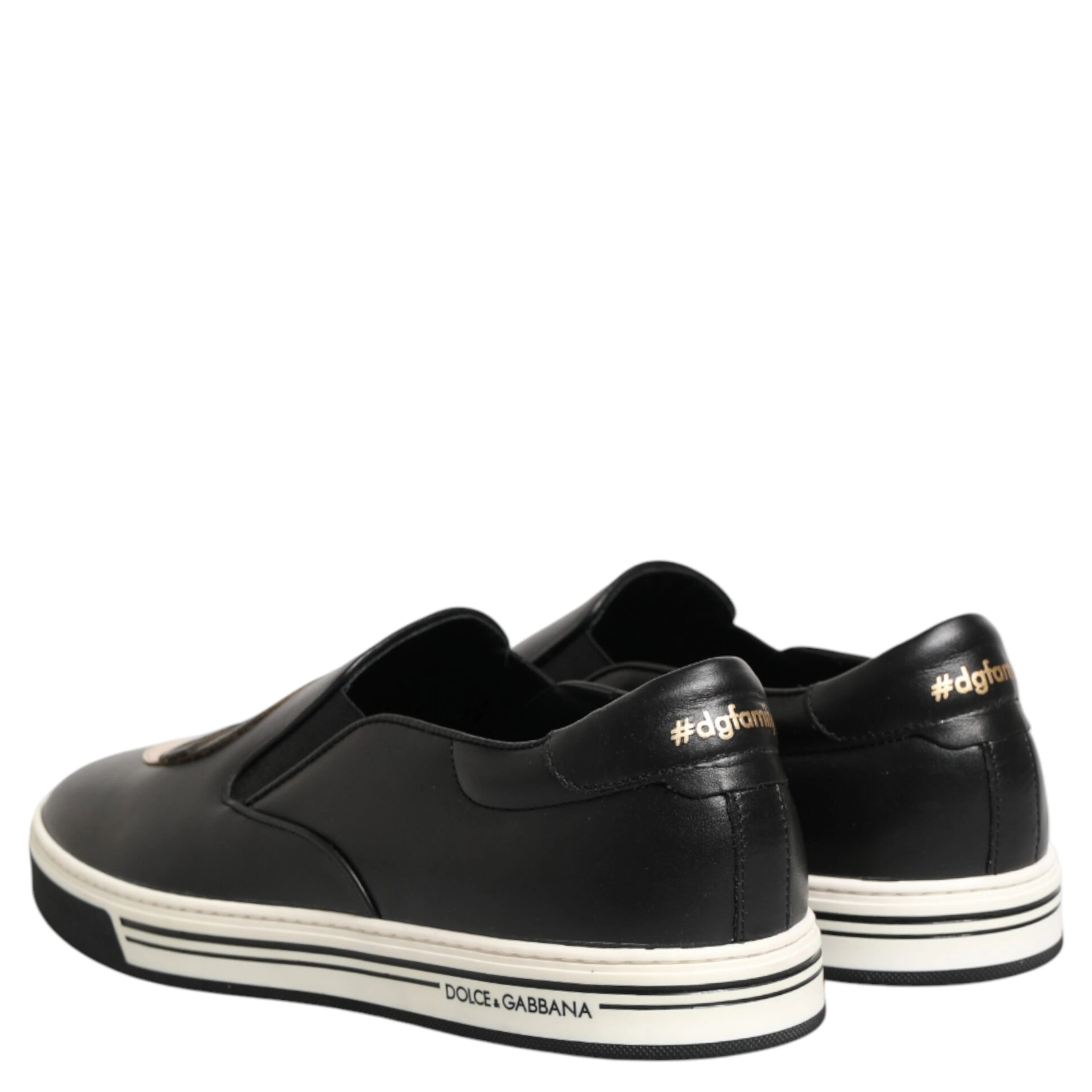 Black Leather Signature Figures Sneakers Shoes