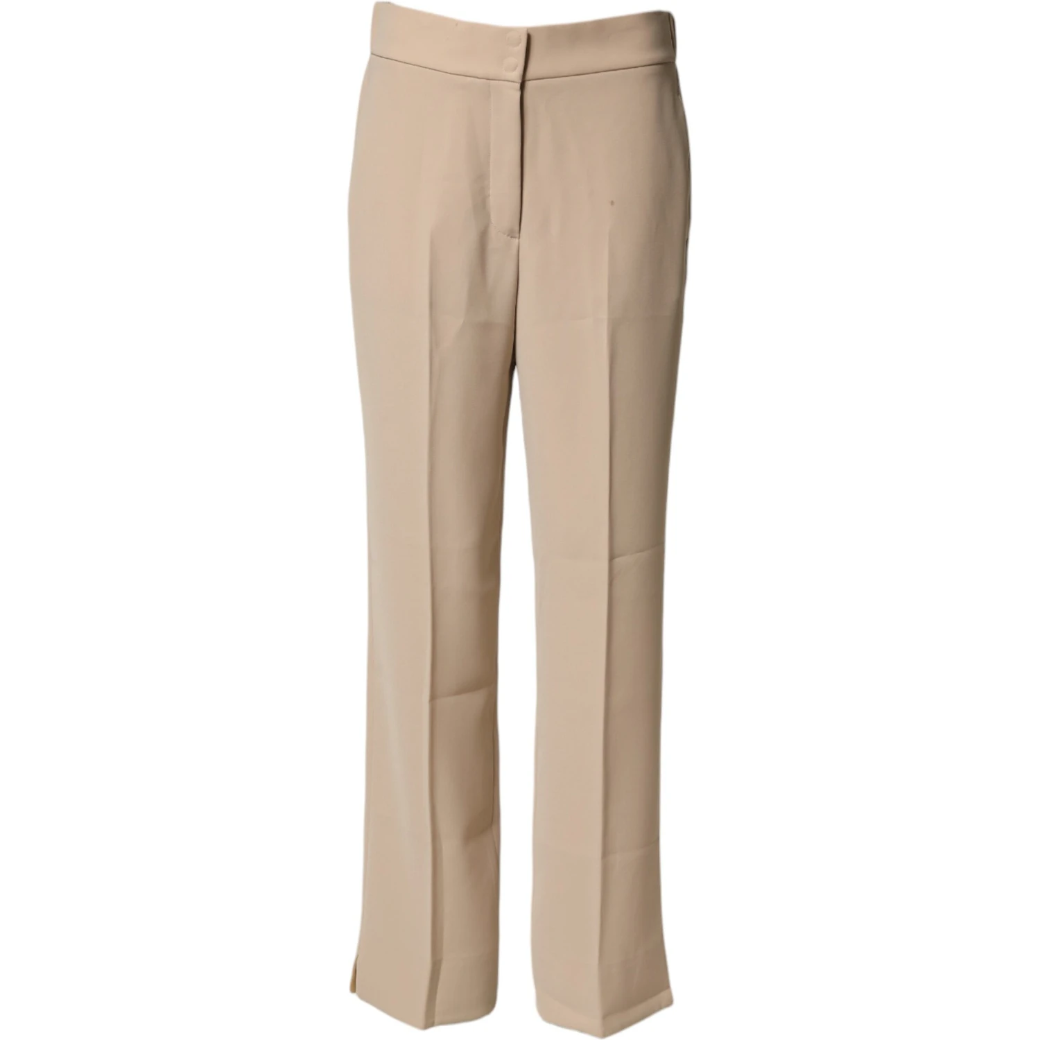 Beige High Waist Straight Chino Trouser Pants