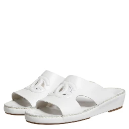 White DG Cutout Slides Slippers Flats Shoes