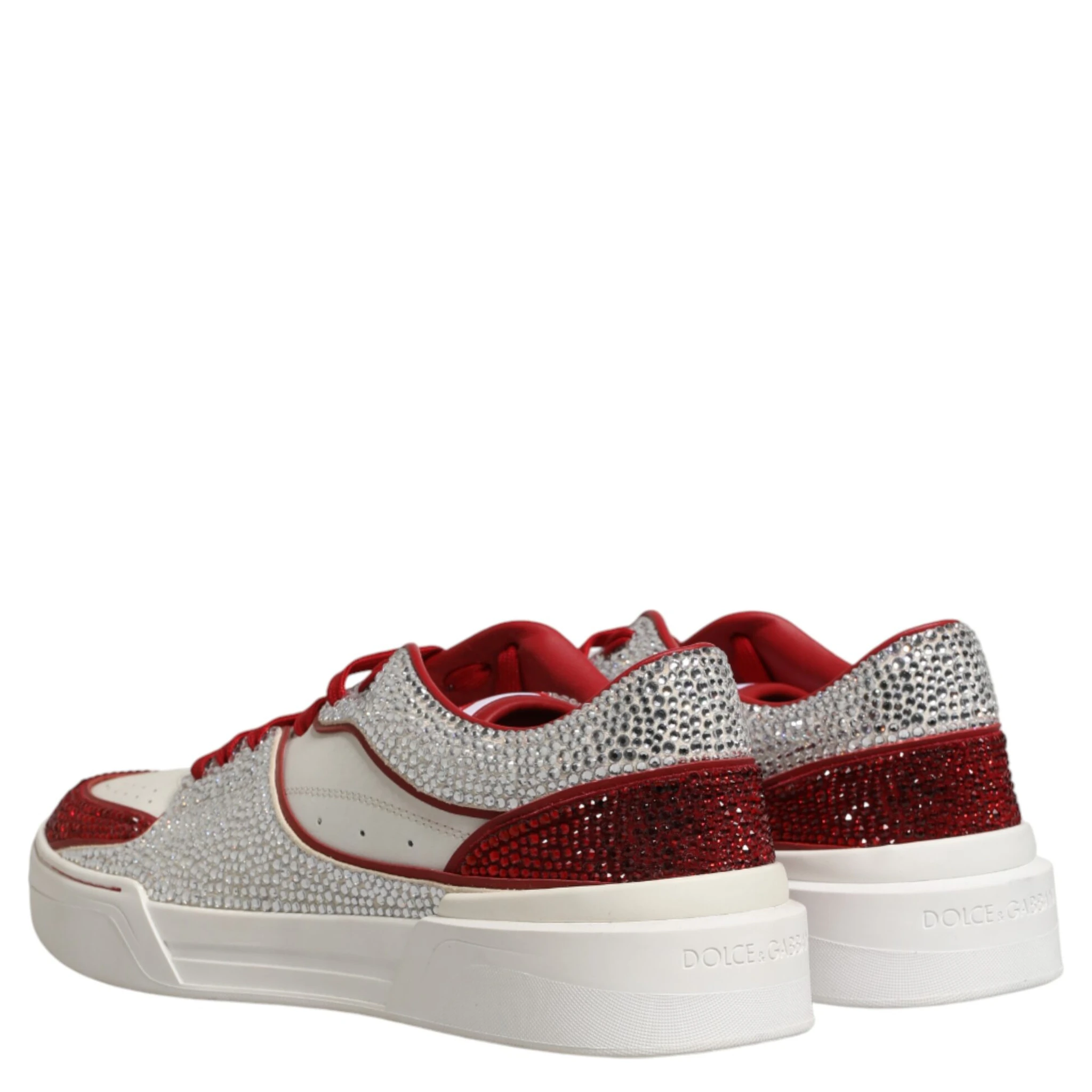 White Red Rhinestone Embellished Men Sneakers Shoes
