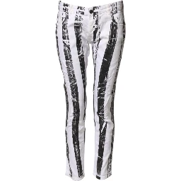 Black White Stripes Mid Waist Cropped Capri Jeans