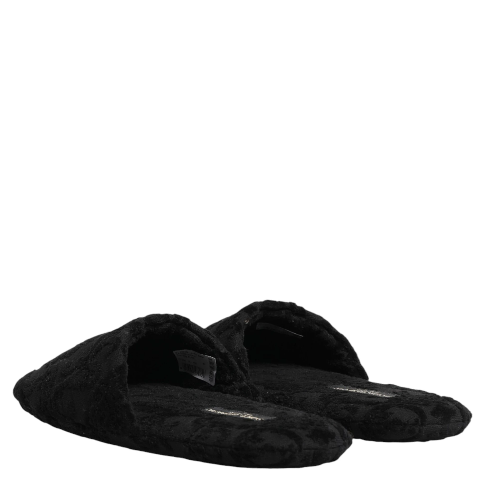 Black Logo Embroidered Slippers Flats Shoes