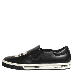 Black Leather Signature Figures Sneakers Shoes
