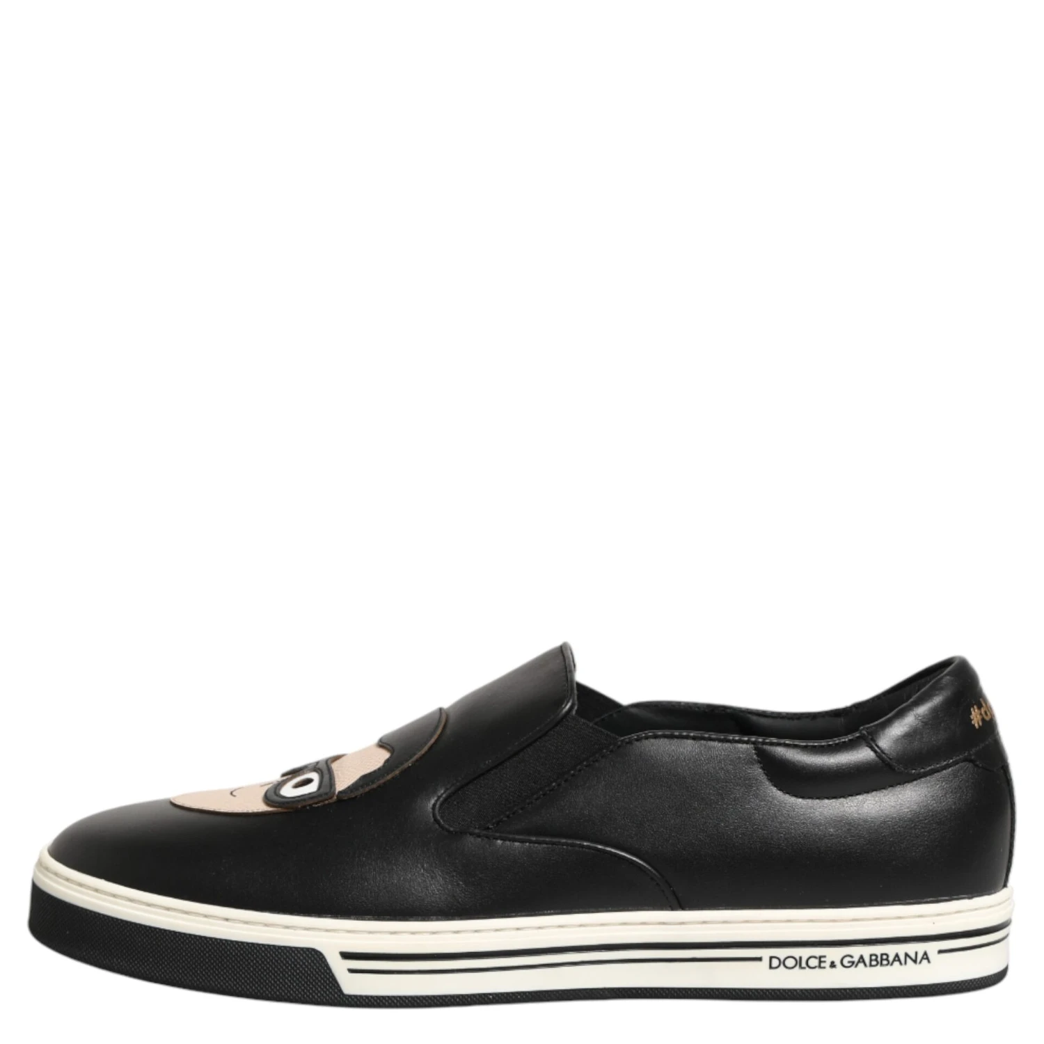 Black Leather Signature Figures Sneakers Shoes