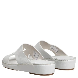White DG Cutout Slides Slippers Flats Shoes