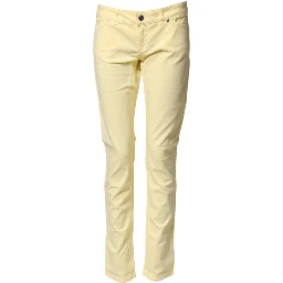 Yellow Cotton Low Waist Slim Fit Skinny Denim Casual Jeans
